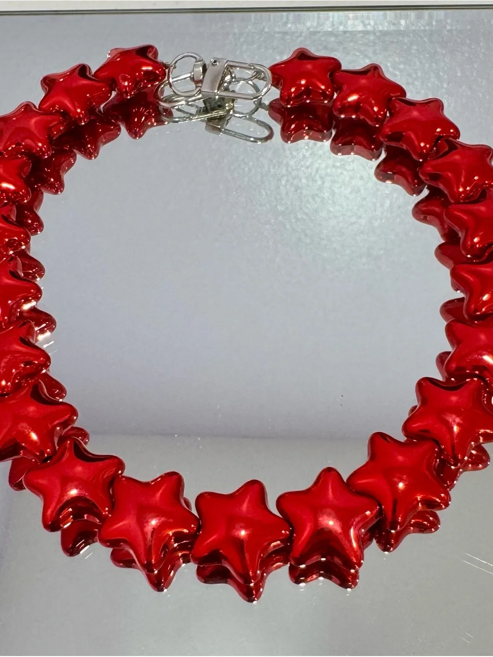 New Metallic Red Star Bead Bag Chain 18 inches
